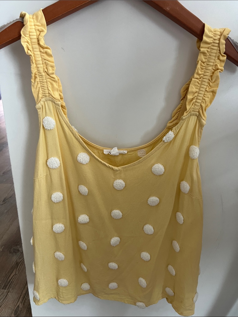Blu Pepper Yellow Polka Dot Ruffle-Strap Tank